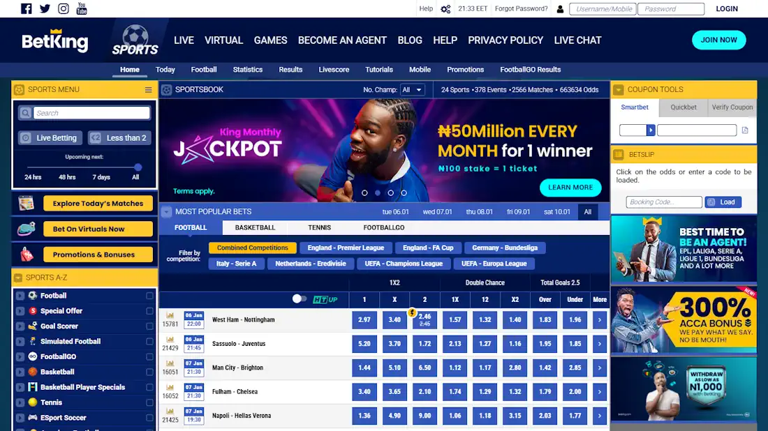 BetKing Sportsbook and Casino Screenshot